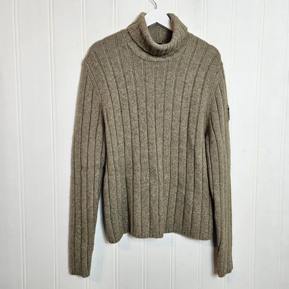 Abercrombie Fitch Heavy Lambswool Sweater XXL Tan Brown Chunky Knit Pullover - Picture 2 of 11